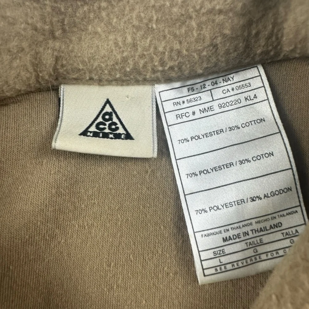 Vintage Nike ACG Half Button Pullover Fleece Jacket Men’s L Brown Y2K
